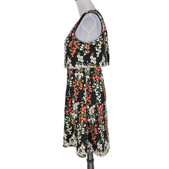 Tahari Dress Womens 10 Black Floral Embroidered Halter with Overlay Lined - Picture 5 of 16